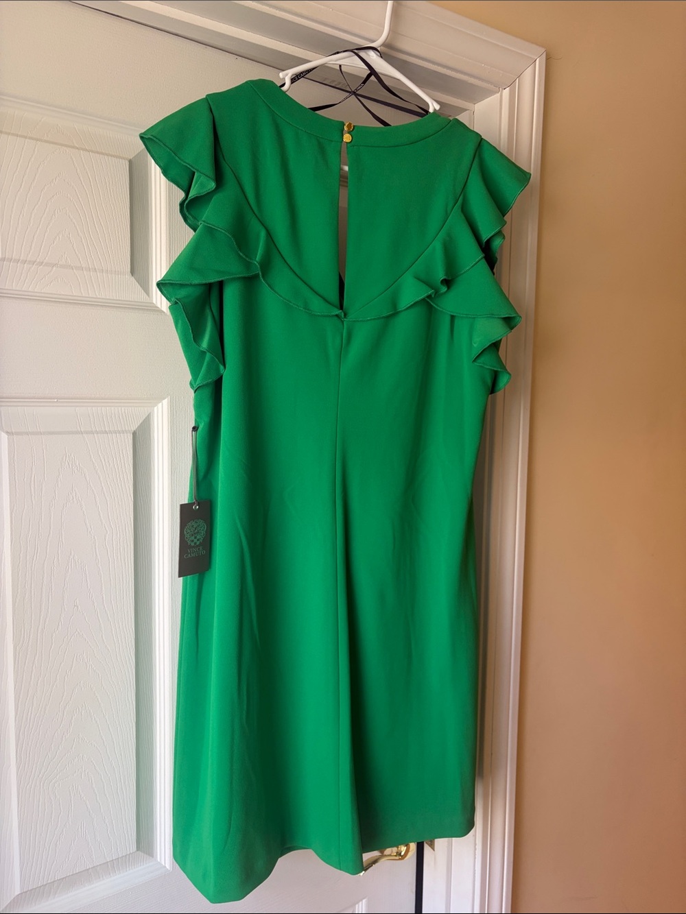 Vince Camuto Emerald Green Ruffle Sleeve Midi Dress - Picture 3 of 5